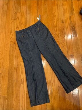 Talbots Sailor Dark Denim Chambray Wide Leg Trouser Dress Pants Size 10 NWT